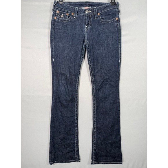 True‎ Religion Womens Bootcut Jeans Dark Wash Size 29 Actual 31x32 - Picture 2 of 16